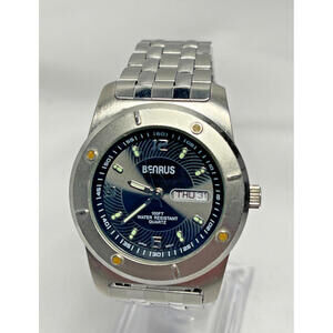 Benrus Advance Day Date Black Dial BNW25407W Mens Watch NEW Battery